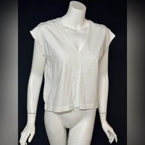 Lilla P Size Small White V-Neck Women's Top